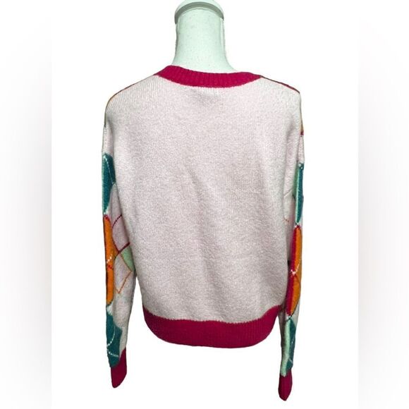 Halogen x Atlantic-Pacific Argyle Pink Sweater - Picture 2 of 5